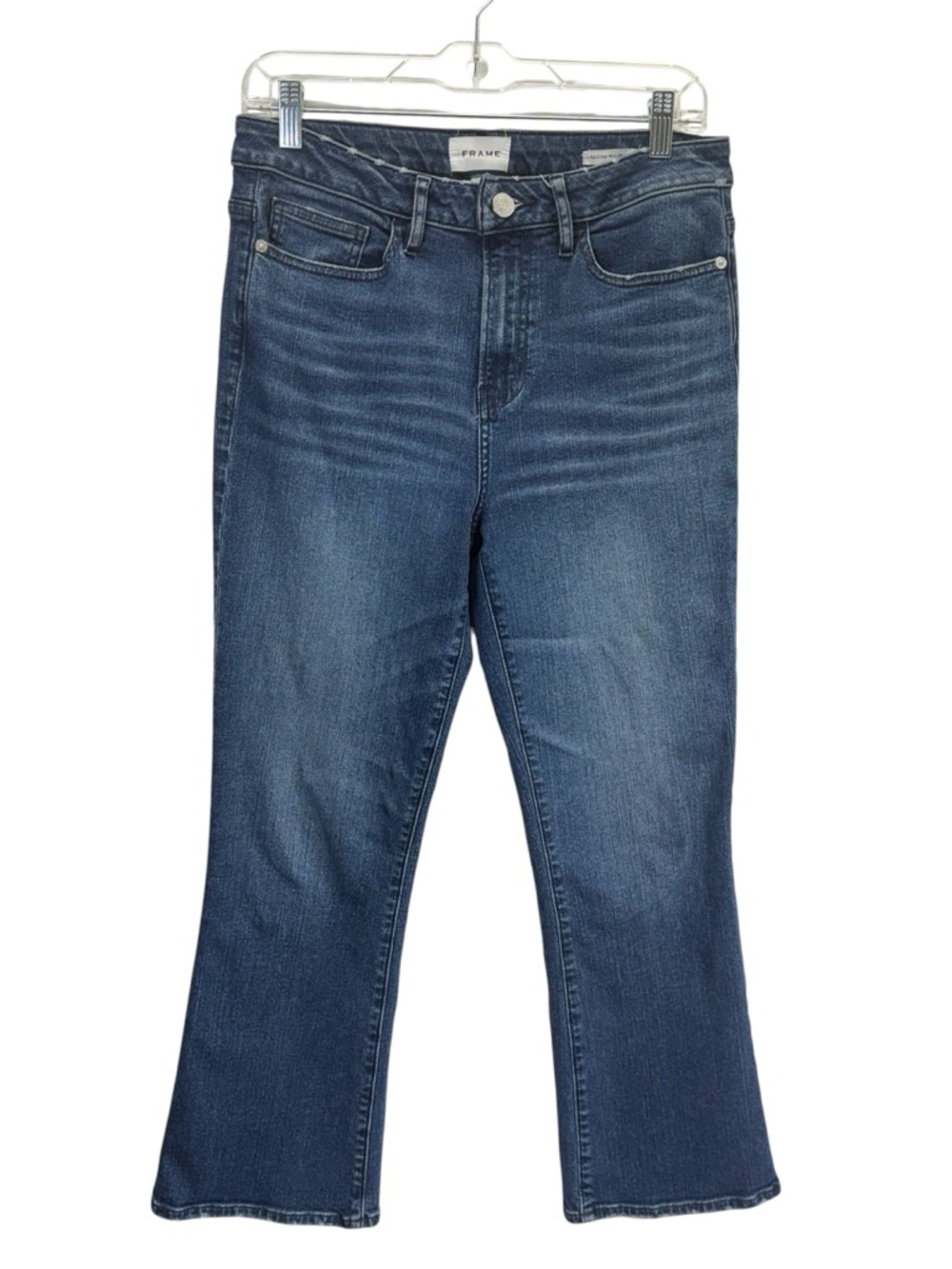 Frame La Crop Mini Boot Blue Denim Jeans
Size 30